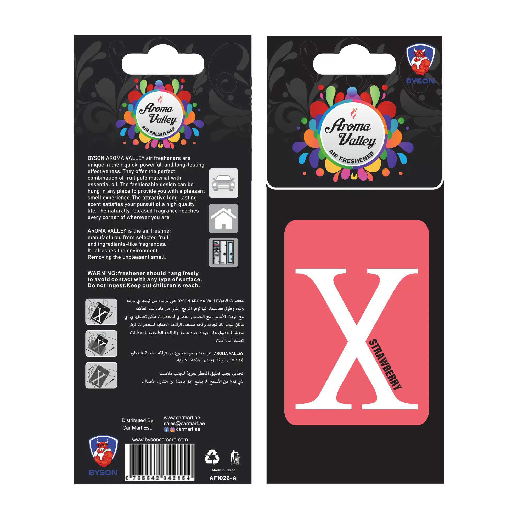 Air Freshener Byson Aroma Valley Hanging paper Strawberry-AF1026-A
