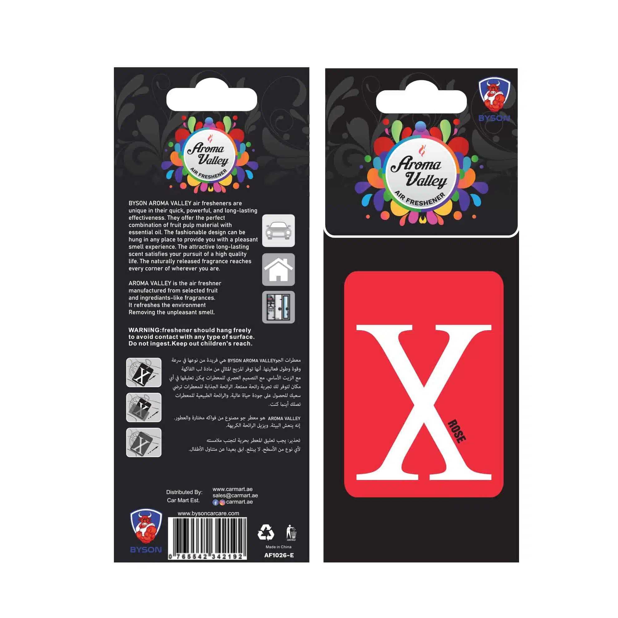 Air Freshener Byson Aroma Valley Hanging paper Rose-AF1026-E