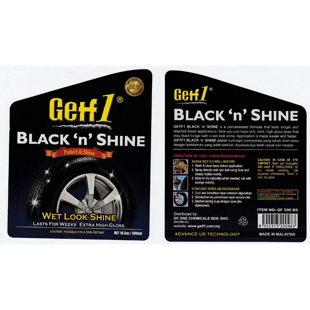 Tyre Shine Spray Getf1 500ml-BS379