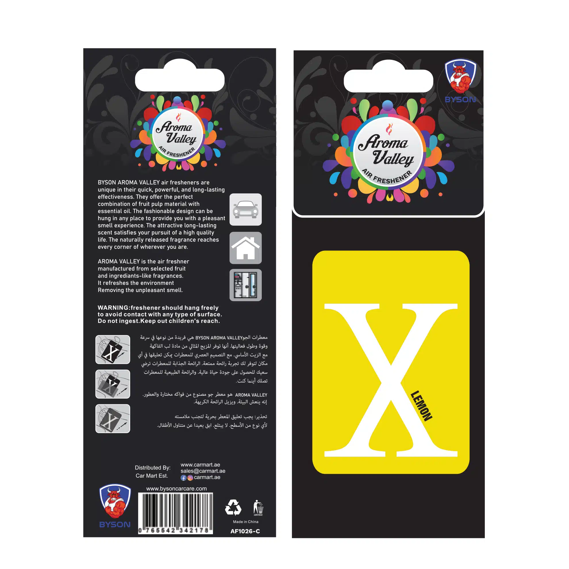 Air Freshener Byson Aroma Valley Hanging paper Lemon-AF1026-C