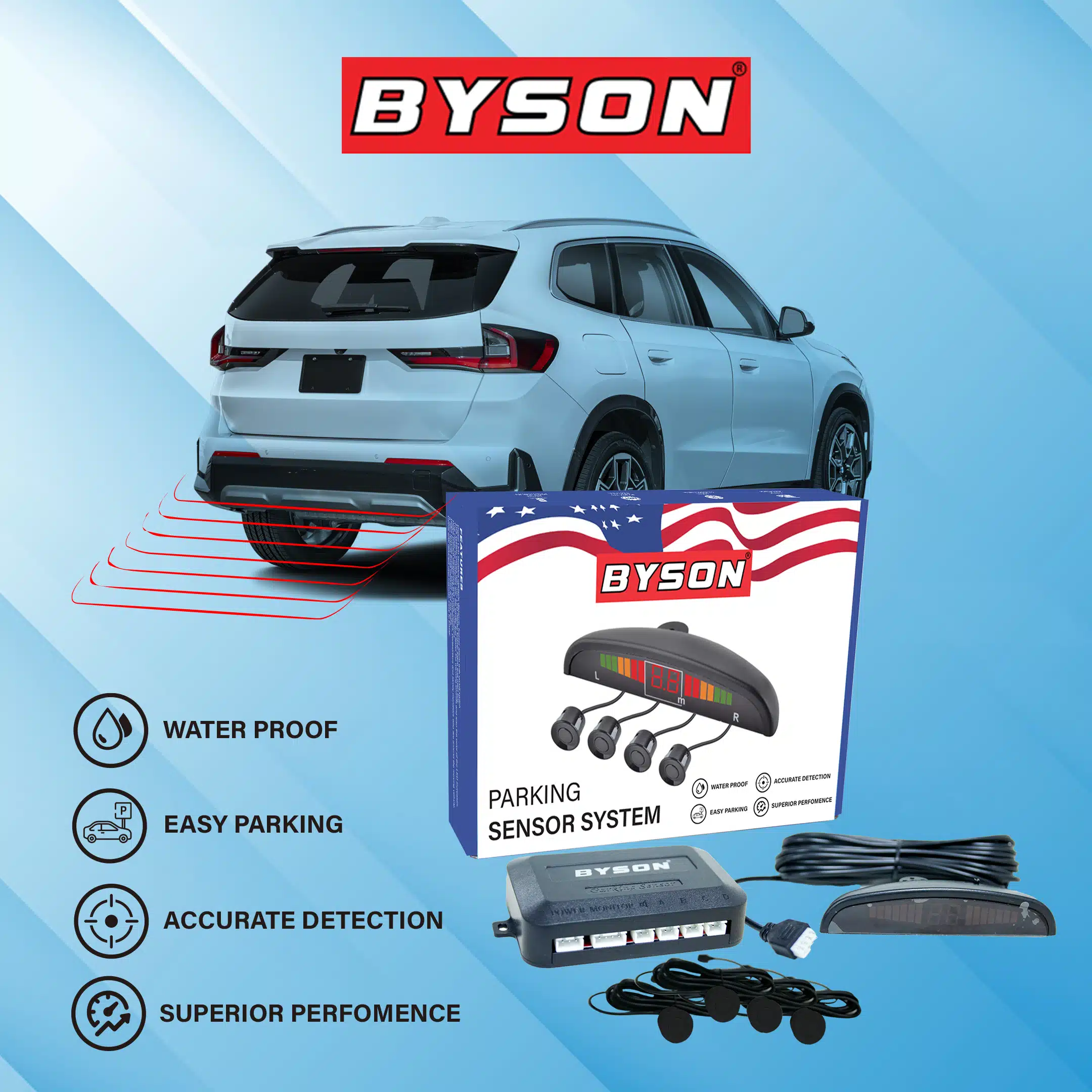Parking/Proximity Sensors byson Black/Grey/White-AS079