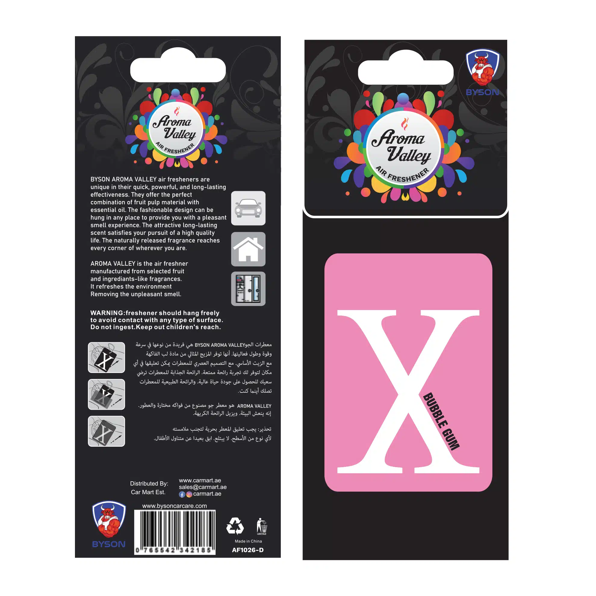 Air Freshener Byson Aroma Valley Hanging paper Bubblegum-AF1026-D