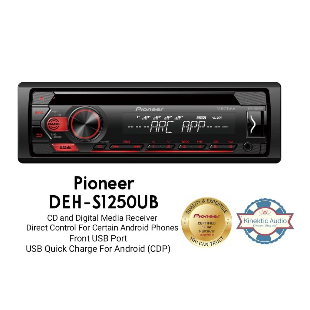 Car Radio Pioneer Single Din-DEH-S1250UB