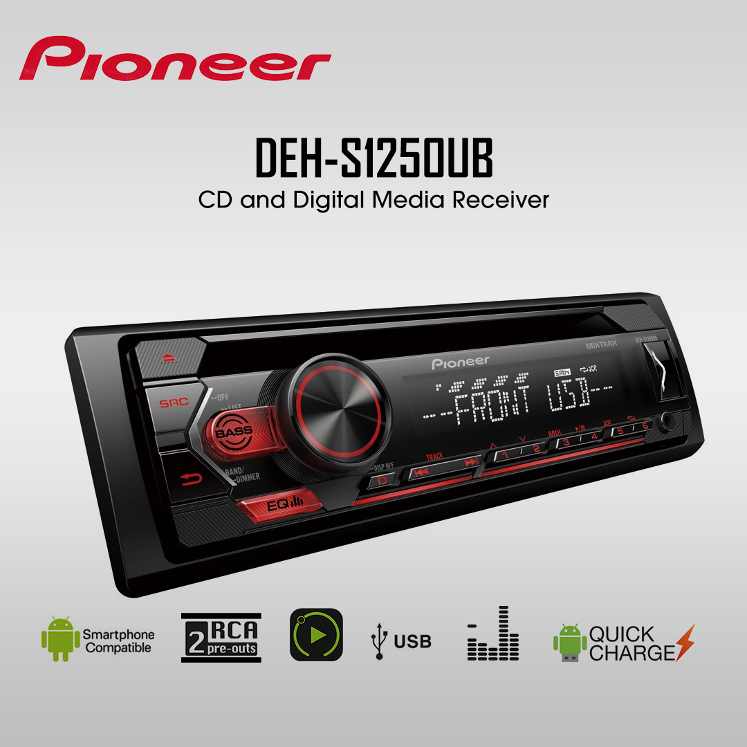 Car Radio Pioneer Single Din-DEH-S1250UB